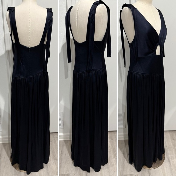 3.1 Phillip Lim Navy Satin Maxi Gown Dress - Size 6 - Picture 5 of 8